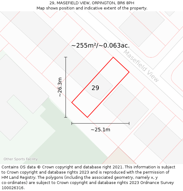 29, MASEFIELD VIEW, ORPINGTON, BR6 8PH: Plot and title map