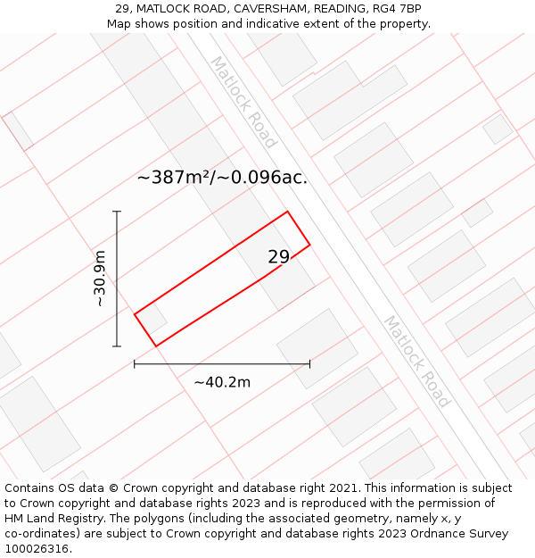 29, MATLOCK ROAD, CAVERSHAM, READING, RG4 7BP: Plot and title map
