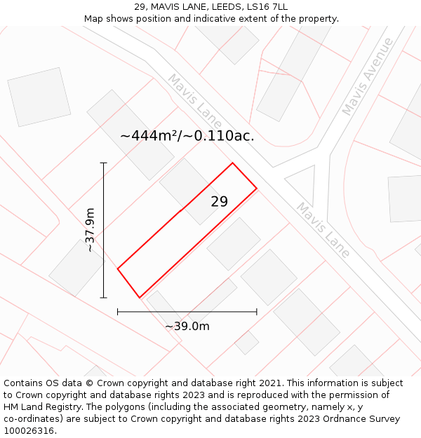 29, MAVIS LANE, LEEDS, LS16 7LL: Plot and title map