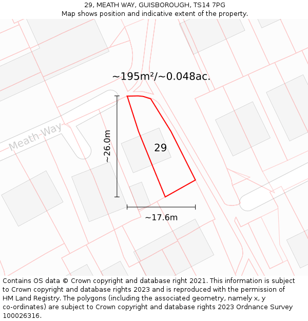29, MEATH WAY, GUISBOROUGH, TS14 7PG: Plot and title map