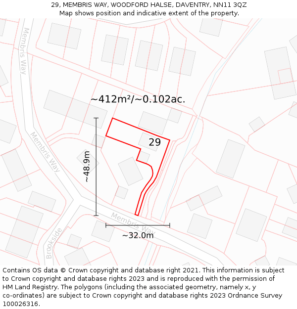 29, MEMBRIS WAY, WOODFORD HALSE, DAVENTRY, NN11 3QZ: Plot and title map