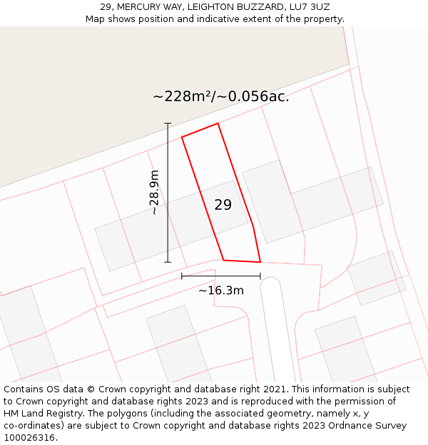 29, MERCURY WAY, LEIGHTON BUZZARD, LU7 3UZ: Plot and title map