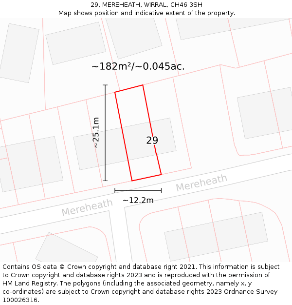 29, MEREHEATH, WIRRAL, CH46 3SH: Plot and title map