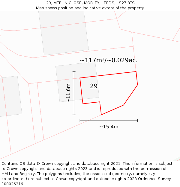 29, MERLIN CLOSE, MORLEY, LEEDS, LS27 8TS: Plot and title map