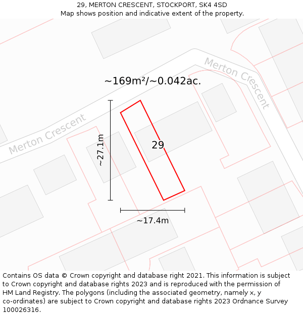 29, MERTON CRESCENT, STOCKPORT, SK4 4SD: Plot and title map