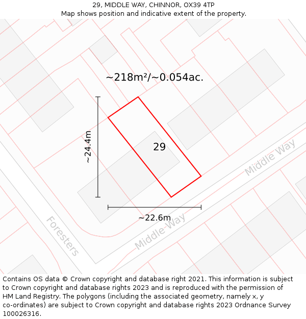 29, MIDDLE WAY, CHINNOR, OX39 4TP: Plot and title map