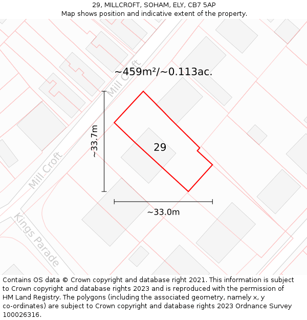29, MILLCROFT, SOHAM, ELY, CB7 5AP: Plot and title map