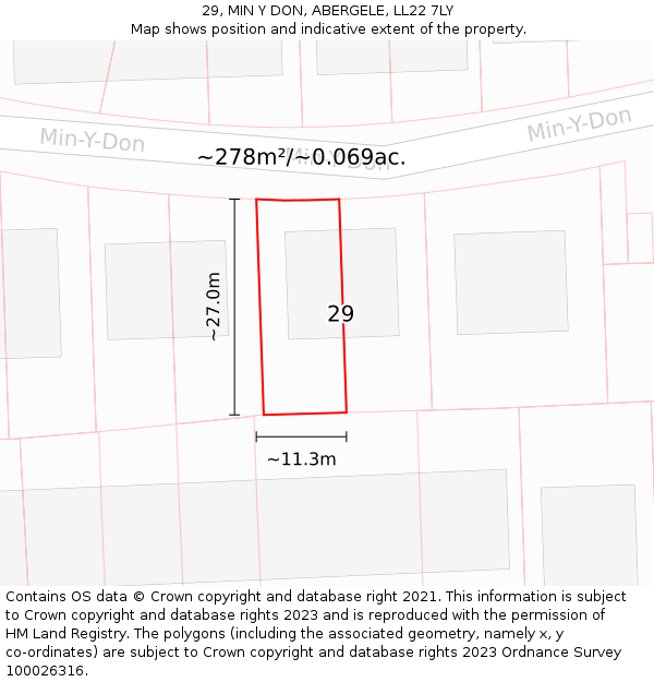 29, MIN Y DON, ABERGELE, LL22 7LY: Plot and title map