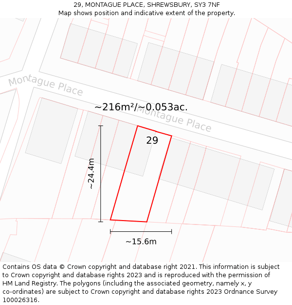 29, MONTAGUE PLACE, SHREWSBURY, SY3 7NF: Plot and title map