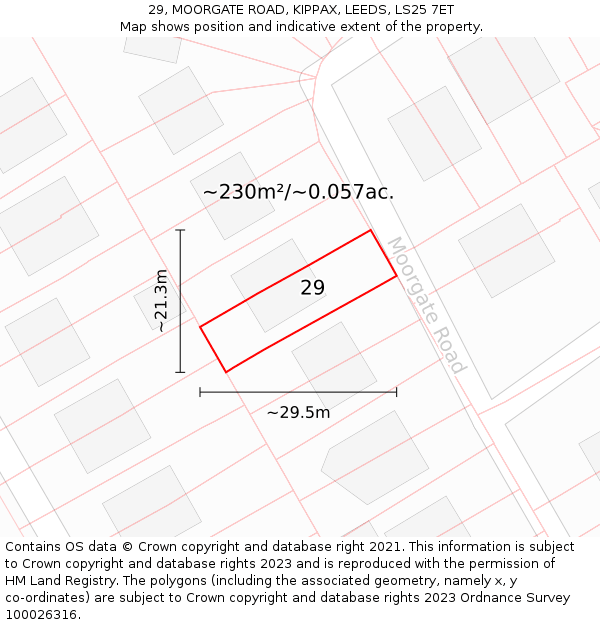 29, MOORGATE ROAD, KIPPAX, LEEDS, LS25 7ET: Plot and title map