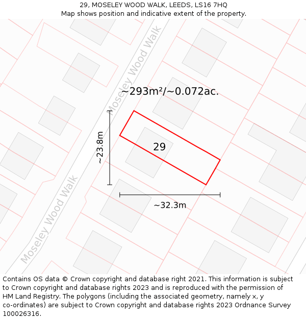 29, MOSELEY WOOD WALK, LEEDS, LS16 7HQ: Plot and title map