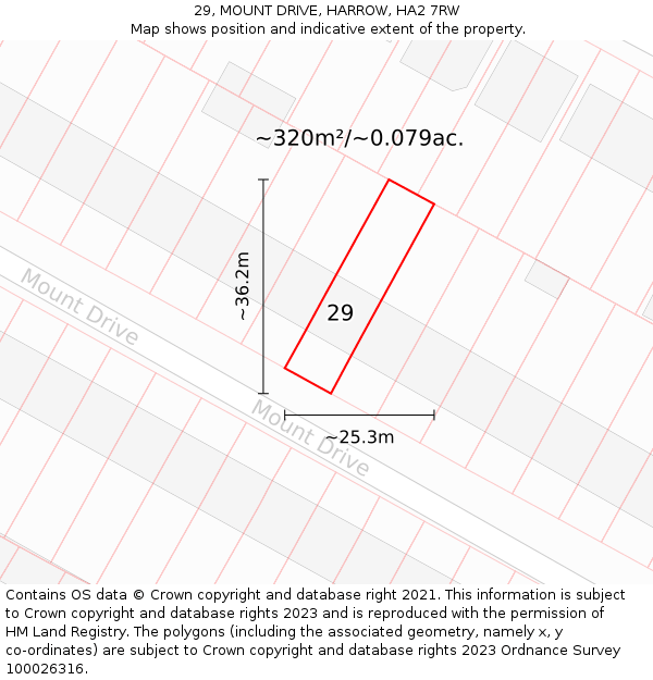 29, MOUNT DRIVE, HARROW, HA2 7RW: Plot and title map