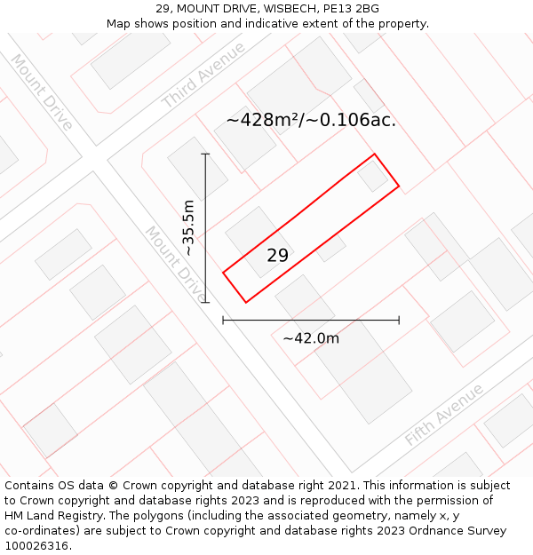 29, MOUNT DRIVE, WISBECH, PE13 2BG: Plot and title map
