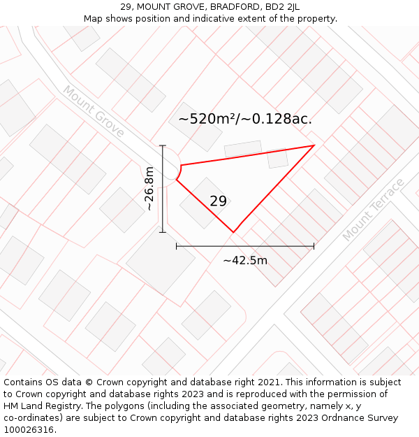 29, MOUNT GROVE, BRADFORD, BD2 2JL: Plot and title map
