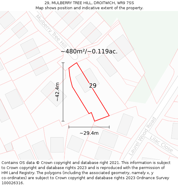 29, MULBERRY TREE HILL, DROITWICH, WR9 7SS: Plot and title map