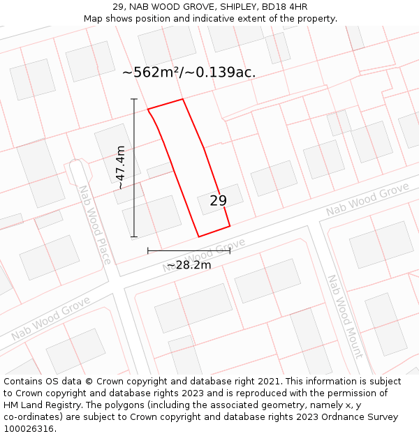 29, NAB WOOD GROVE, SHIPLEY, BD18 4HR: Plot and title map