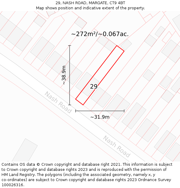 29, NASH ROAD, MARGATE, CT9 4BT: Plot and title map