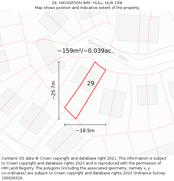29, NAVIGATION WAY, HULL, HU9 1SW: Plot and title map