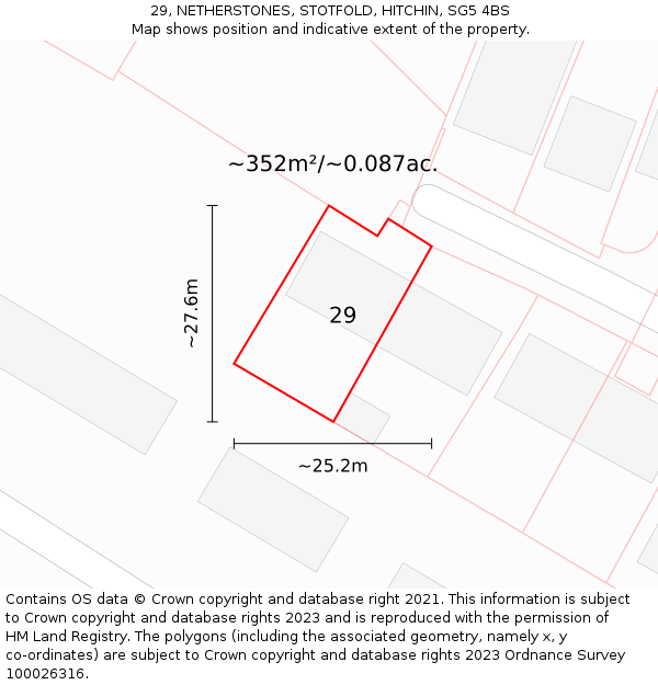 29, NETHERSTONES, STOTFOLD, HITCHIN, SG5 4BS: Plot and title map