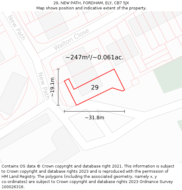 29, NEW PATH, FORDHAM, ELY, CB7 5JX: Plot and title map