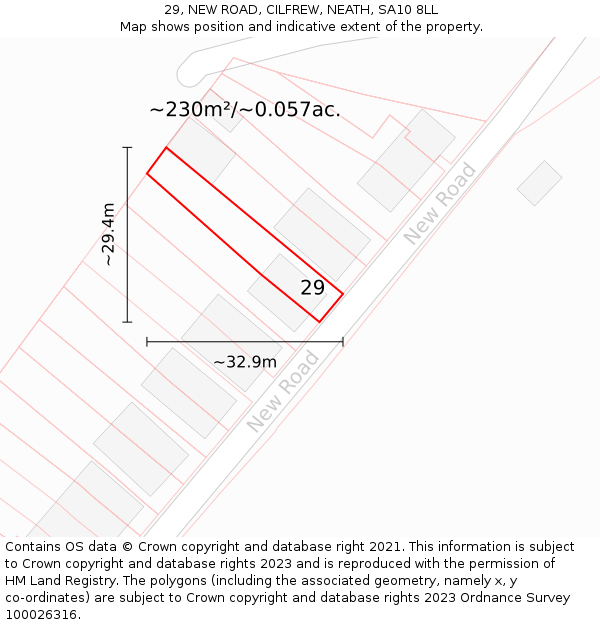 29, NEW ROAD, CILFREW, NEATH, SA10 8LL: Plot and title map