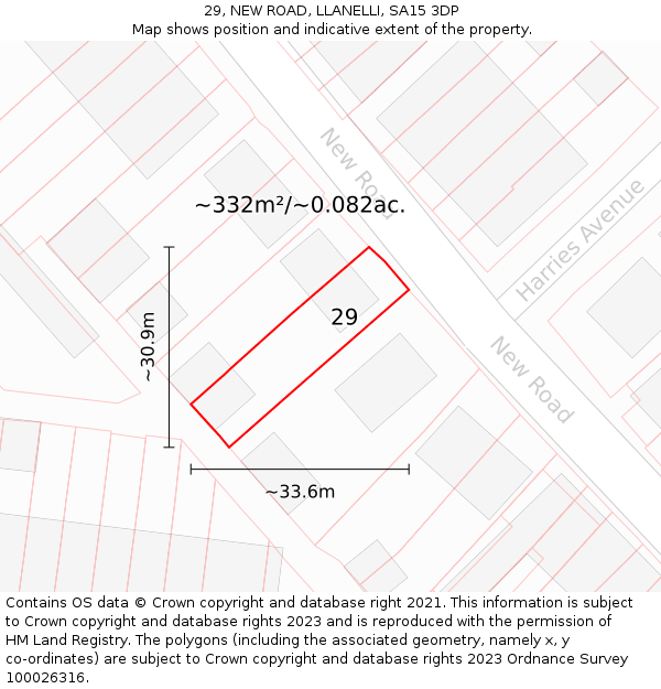 29, NEW ROAD, LLANELLI, SA15 3DP: Plot and title map