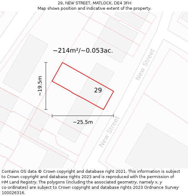29, NEW STREET, MATLOCK, DE4 3FH: Plot and title map