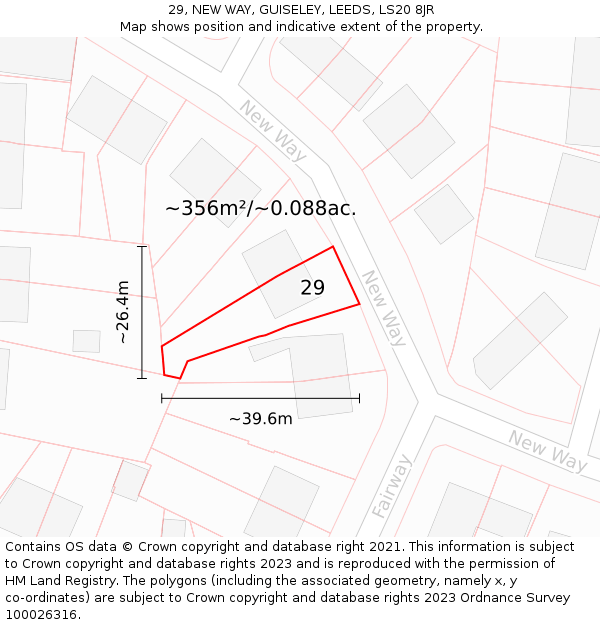 29, NEW WAY, GUISELEY, LEEDS, LS20 8JR: Plot and title map