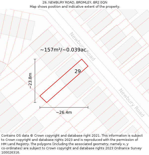 29, NEWBURY ROAD, BROMLEY, BR2 0QN: Plot and title map