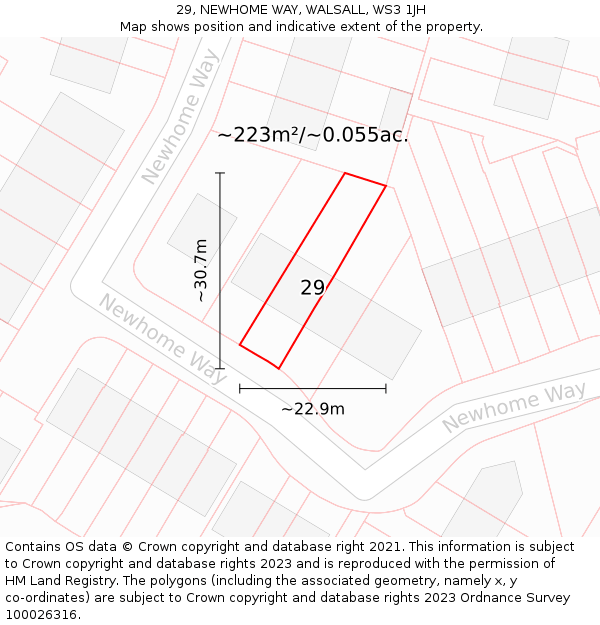 29, NEWHOME WAY, WALSALL, WS3 1JH: Plot and title map