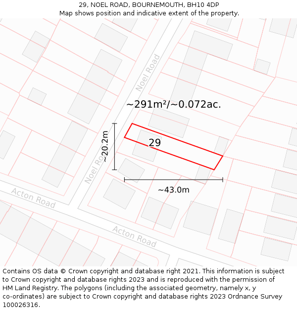 29, NOEL ROAD, BOURNEMOUTH, BH10 4DP: Plot and title map