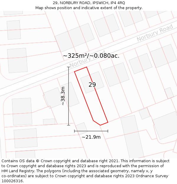 29, NORBURY ROAD, IPSWICH, IP4 4RQ: Plot and title map
