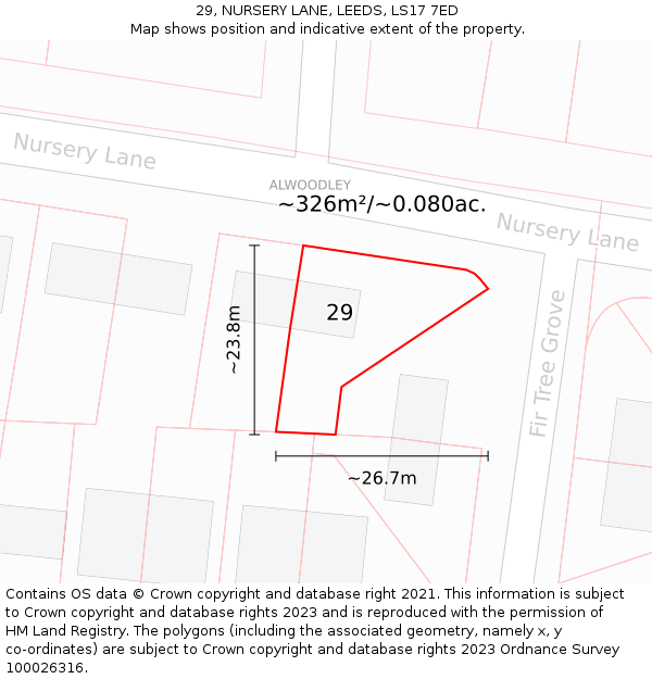 29, NURSERY LANE, LEEDS, LS17 7ED: Plot and title map