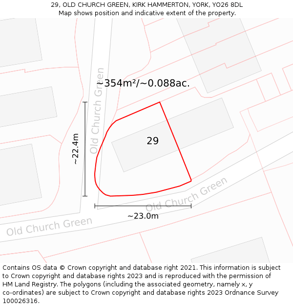 29, OLD CHURCH GREEN, KIRK HAMMERTON, YORK, YO26 8DL: Plot and title map