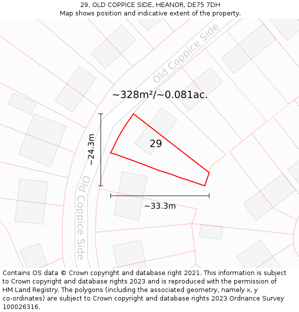29, OLD COPPICE SIDE, HEANOR, DE75 7DH: Plot and title map