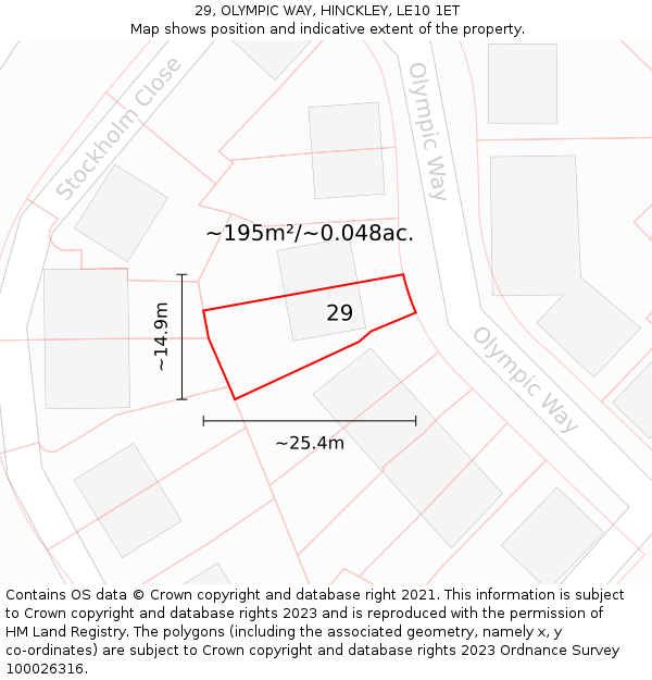 29, OLYMPIC WAY, HINCKLEY, LE10 1ET: Plot and title map