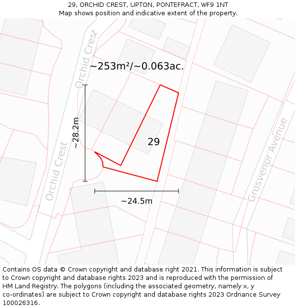 29, ORCHID CREST, UPTON, PONTEFRACT, WF9 1NT: Plot and title map
