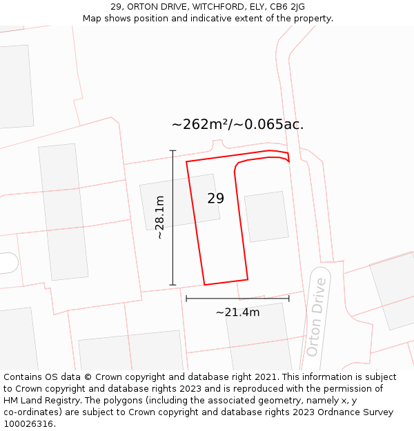 29, ORTON DRIVE, WITCHFORD, ELY, CB6 2JG: Plot and title map