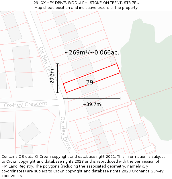 29, OX HEY DRIVE, BIDDULPH, STOKE-ON-TRENT, ST8 7EU: Plot and title map
