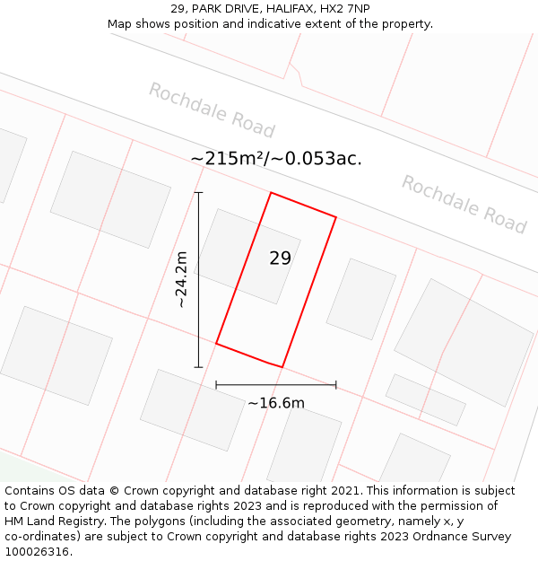29, PARK DRIVE, HALIFAX, HX2 7NP: Plot and title map