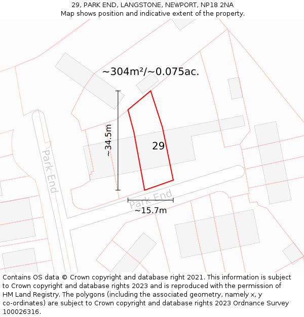 29, PARK END, LANGSTONE, NEWPORT, NP18 2NA: Plot and title map
