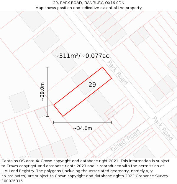 29, PARK ROAD, BANBURY, OX16 0DN: Plot and title map