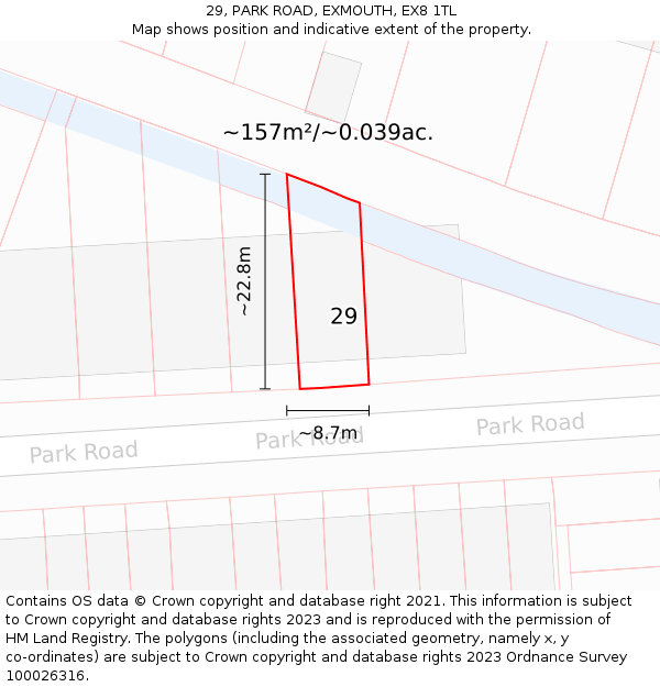 29, PARK ROAD, EXMOUTH, EX8 1TL: Plot and title map