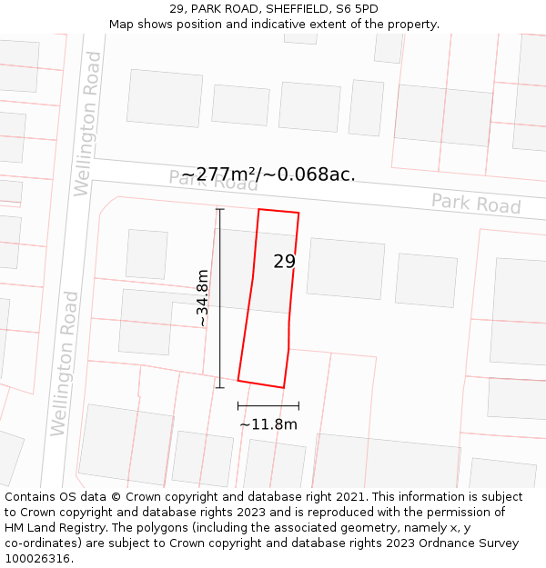 29, PARK ROAD, SHEFFIELD, S6 5PD: Plot and title map