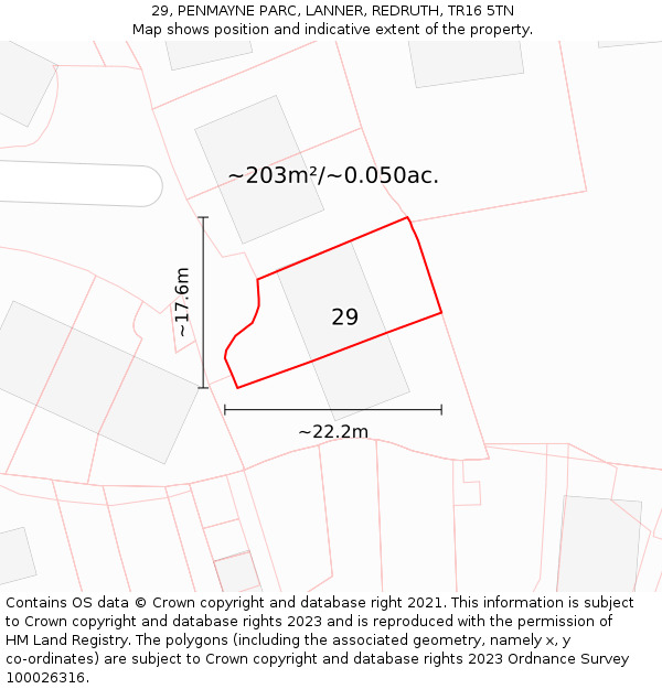 29, PENMAYNE PARC, LANNER, REDRUTH, TR16 5TN: Plot and title map