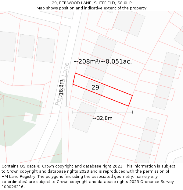 29, PERIWOOD LANE, SHEFFIELD, S8 0HP: Plot and title map