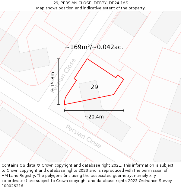 29, PERSIAN CLOSE, DERBY, DE24 1AS: Plot and title map