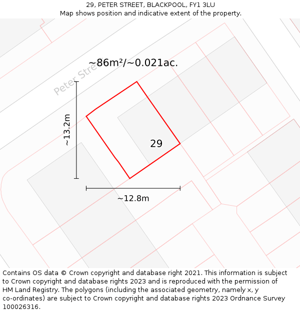 29, PETER STREET, BLACKPOOL, FY1 3LU: Plot and title map
