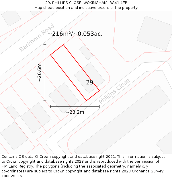 29, PHILLIPS CLOSE, WOKINGHAM, RG41 4ER: Plot and title map