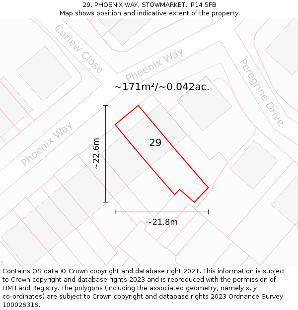 29, PHOENIX WAY, STOWMARKET, IP14 5FB: Plot and title map
